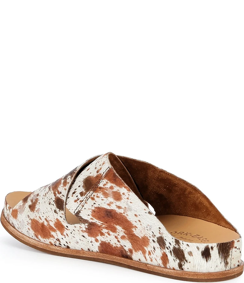 Kork-Ease Tutsi Cow Print Calf Hair Cross Band Slide Sandals