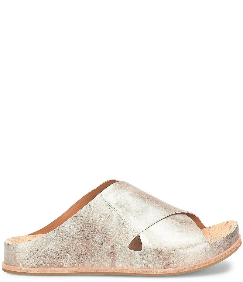 Kork-Ease Tutsi Cross Band Leather Slide Sandals