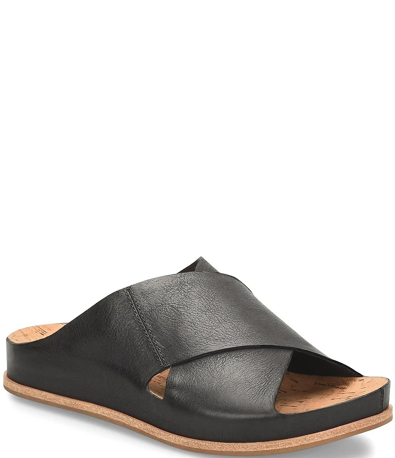 Kork-Ease Tutsi Cross Band Leather Slide Sandals
