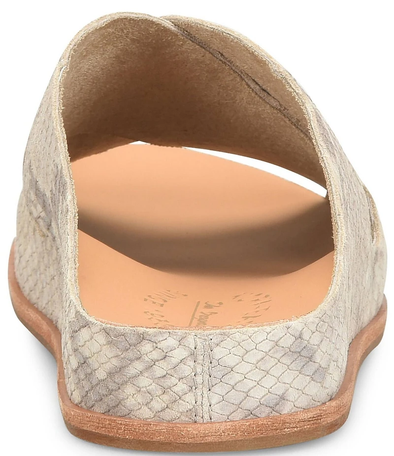 Kork-Ease Tutsi Cross Band Snake Print Leather Slide Sandals