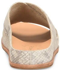 Kork-Ease Tutsi Cross Band Snake Print Leather Slide Sandals