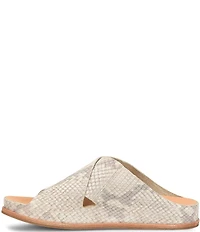 Kork-Ease Tutsi Cross Band Snake Print Leather Slide Sandals