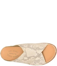 Kork-Ease Tutsi Cross Band Snake Print Leather Slide Sandals