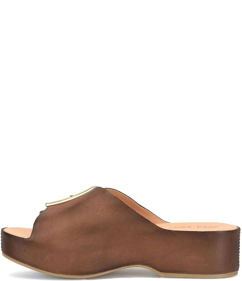 Kork-Ease York Leather Buckle Hardware Platform Slide Sandals