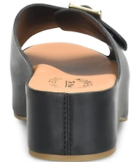 Kork-Ease York Leather Buckle Hardware Platform Slide Sandals