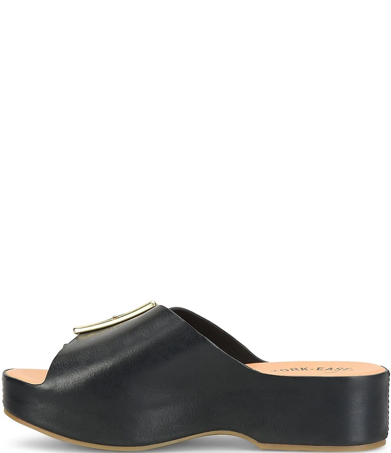 Kork-Ease York Leather Buckle Hardware Platform Slide Sandals