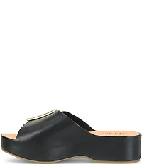 Kork-Ease York Leather Buckle Hardware Platform Slide Sandals