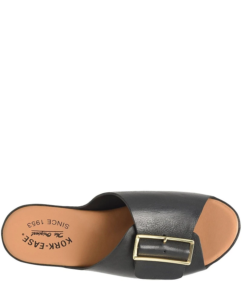 Kork-Ease York Leather Buckle Hardware Platform Slide Sandals