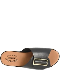 Kork-Ease York Leather Buckle Hardware Platform Slide Sandals