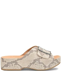 Kork-Ease York Snake Print Leather Buckle Banded Slide Sandals