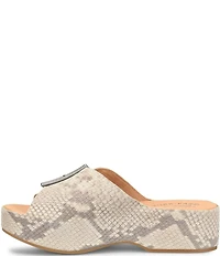 Kork-Ease York Snake Print Leather Buckle Banded Slide Sandals