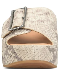 Kork-Ease York Snake Print Leather Buckle Banded Slide Sandals