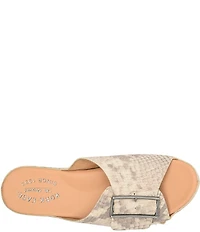 Kork-Ease York Snake Print Leather Buckle Banded Slide Sandals