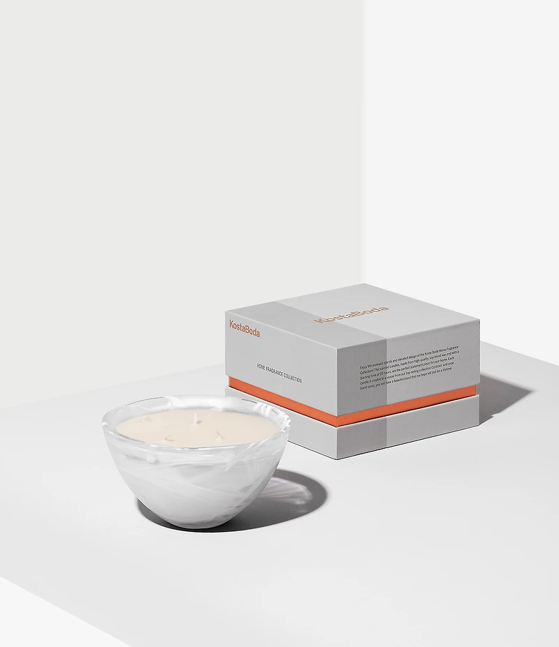 Kosta Boda Home Fragrance Contrast White Candle, Woodland Vanilla