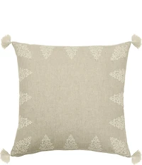 Kravet Chain Embroidered Tassel Square Pillow