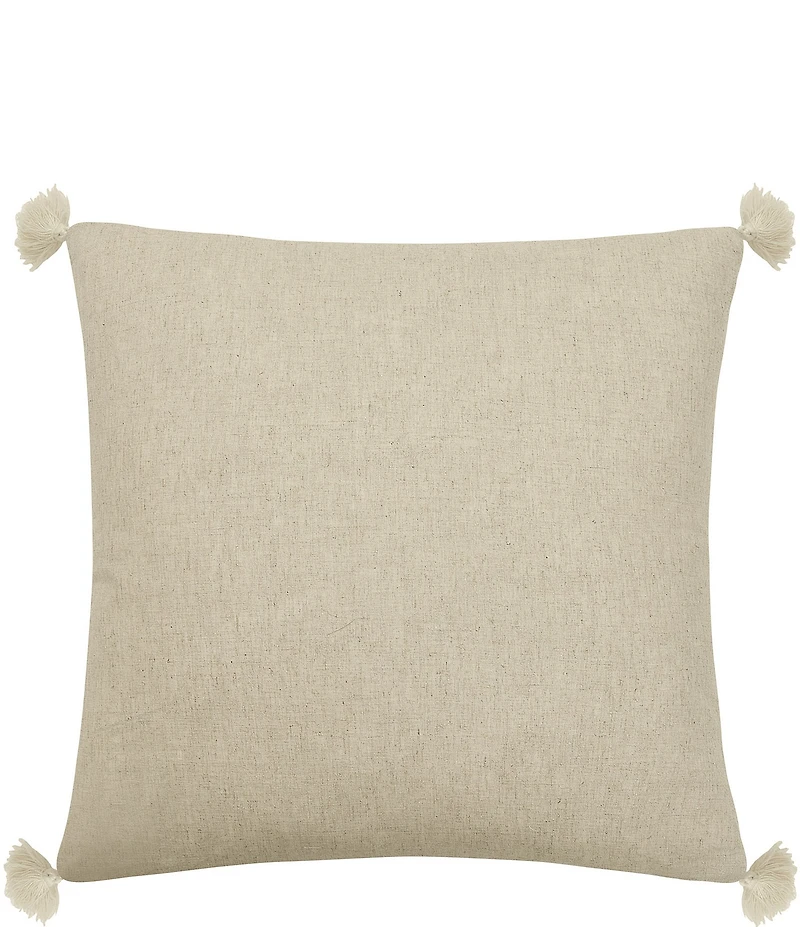 Kravet Chain Embroidered Tassel Square Pillow
