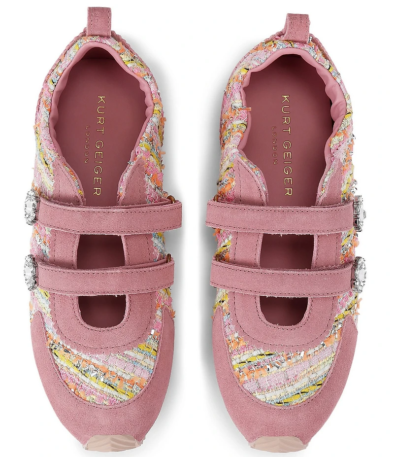 Kurt Geiger Islington Tweed Jewel Ornamented Mary Jane Sneakers