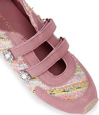 Kurt Geiger Islington Tweed Jewel Ornamented Mary Jane Sneakers