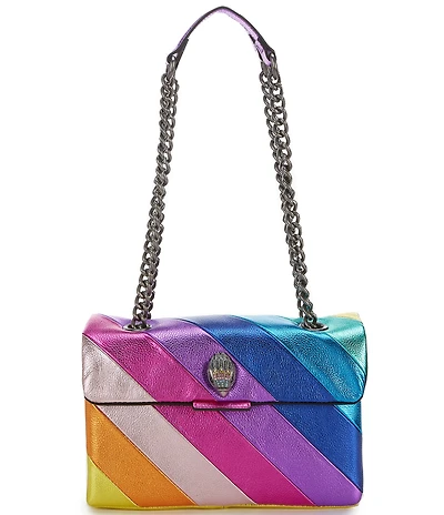 Kurt Geiger London Kensington Metallic Rainbow Striped Leather Crossbody Bag