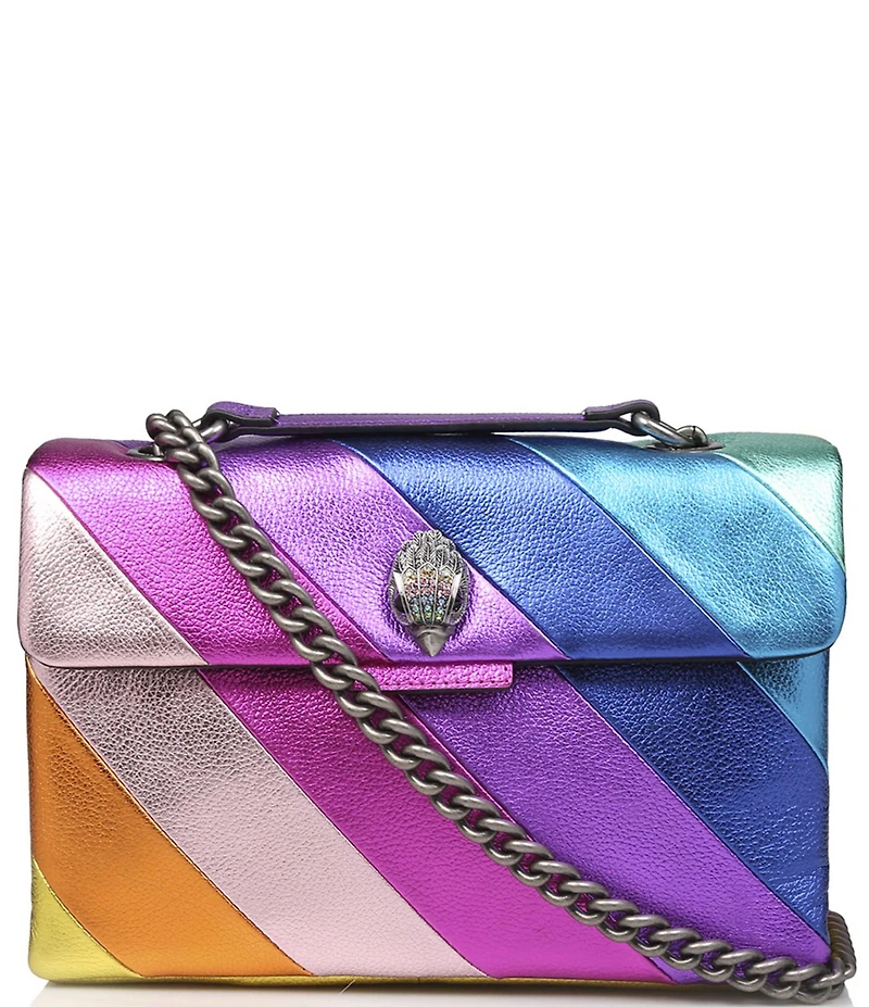 Kurt Geiger London Kensington Metallic Rainbow Striped Leather Crossbody Bag