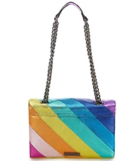 Kurt Geiger London Kensington Metallic Rainbow Striped Leather Crossbody Bag