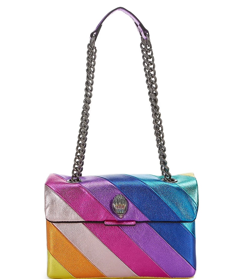 Kurt Geiger London Kensington Metallic Rainbow Striped Leather Crossbody Bag