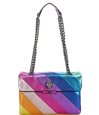 Kurt Geiger London Kensington Metallic Rainbow Striped Leather Crossbody Bag