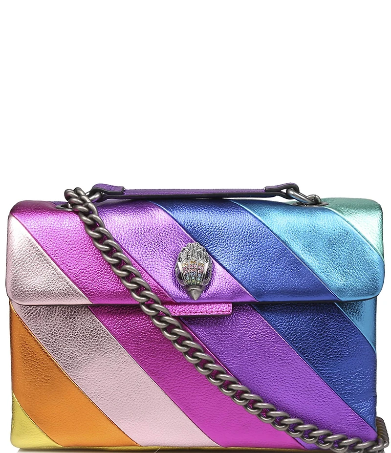 Kurt Geiger London Kensington Metallic Rainbow Striped Leather Crossbody Bag