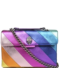 Kurt Geiger London Kensington Metallic Rainbow Striped Leather Crossbody Bag