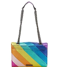 Kurt Geiger London Kensington Metallic Rainbow Striped Leather Crossbody Bag