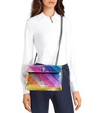 Kurt Geiger London Kensington Metallic Rainbow Striped Leather Crossbody Bag