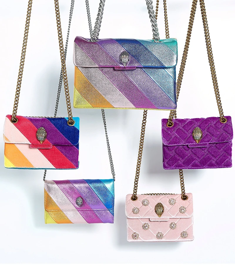 Kurt Geiger London Kensington Metallic Rainbow Striped Leather Crossbody Bag