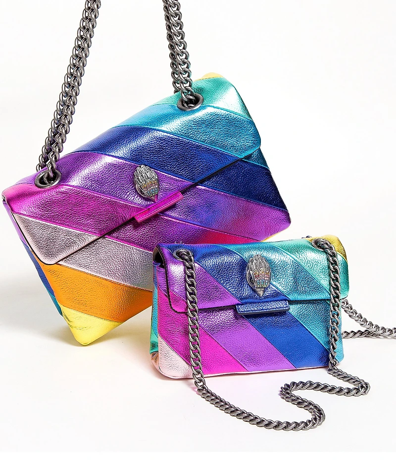 Kurt Geiger London Kensington Metallic Rainbow Striped Leather Crossbody Bag