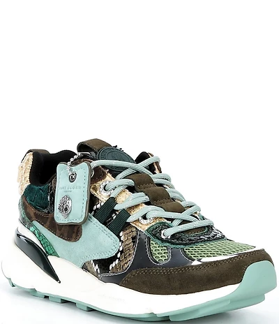 Kurt Geiger London Kurt Runner Animal Multi Suede Tag Logo Ornament Lace Up Sneakers