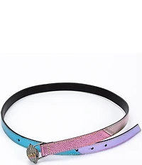 Kurt Geiger London 0.78#double; Metallic Leather Rainbow Crystal Eagle Skinny Belt