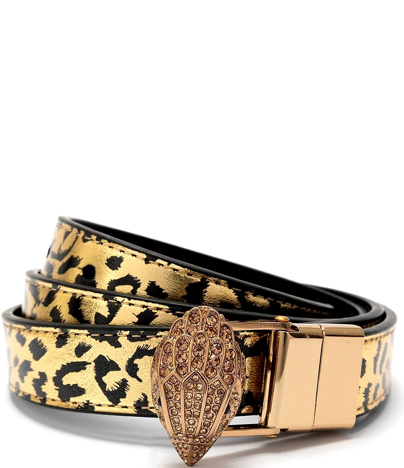 Kurt Geiger London 0.78#double; Reversible Metallic Leopard Leather Belt