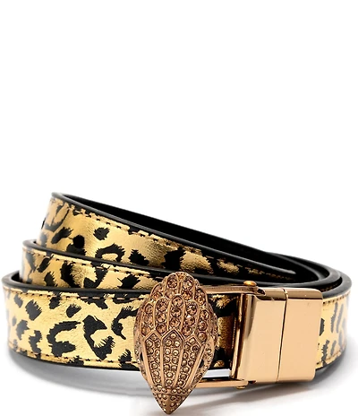 Kurt Geiger London 0.78#double; Reversible Metallic Leopard Leather Belt