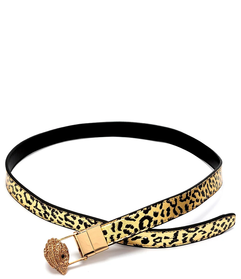 Kurt Geiger London 0.78#double; Reversible Metallic Leopard Leather Belt