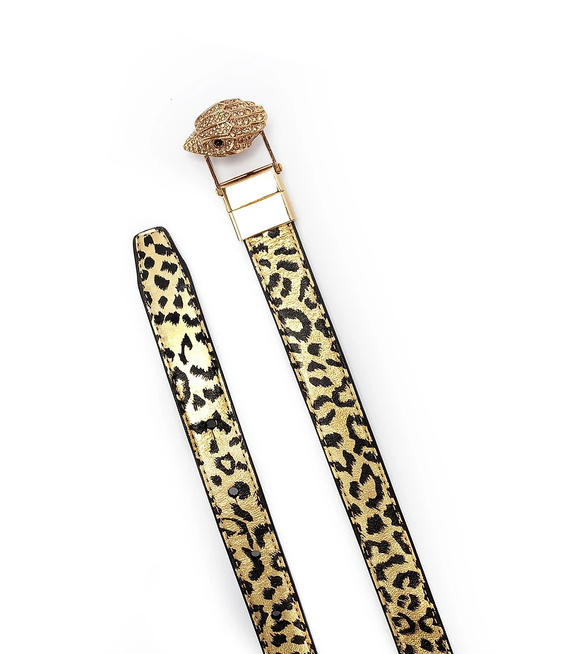 Kurt Geiger London 0.78#double; Reversible Metallic Leopard Leather Belt