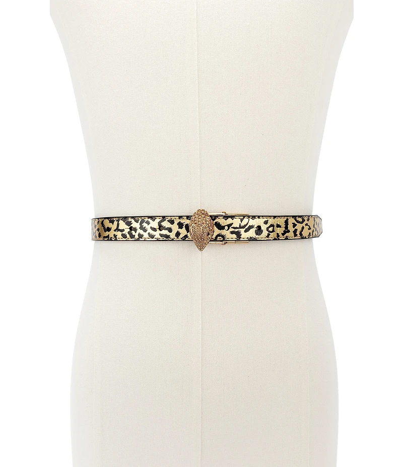 Kurt Geiger London 0.78#double; Reversible Metallic Leopard Leather Belt