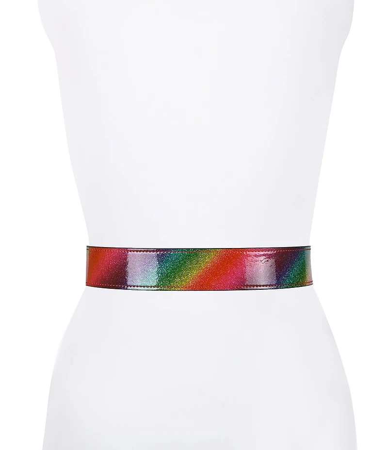 Kurt Geiger London 1.5#double; Eagle Buckle Metallic Rainbow Reversible Hip Belt