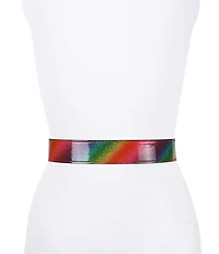 Kurt Geiger London 1.5#double; Eagle Buckle Metallic Rainbow Reversible Hip Belt
