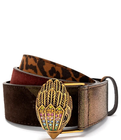 Kurt Geiger London 1.5#double; Leopard Patchwork Suede Belt