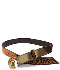 Kurt Geiger London 1.5#double; Leopard Patchwork Suede Belt
