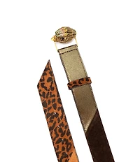 Kurt Geiger London 1.5#double; Leopard Patchwork Suede Belt