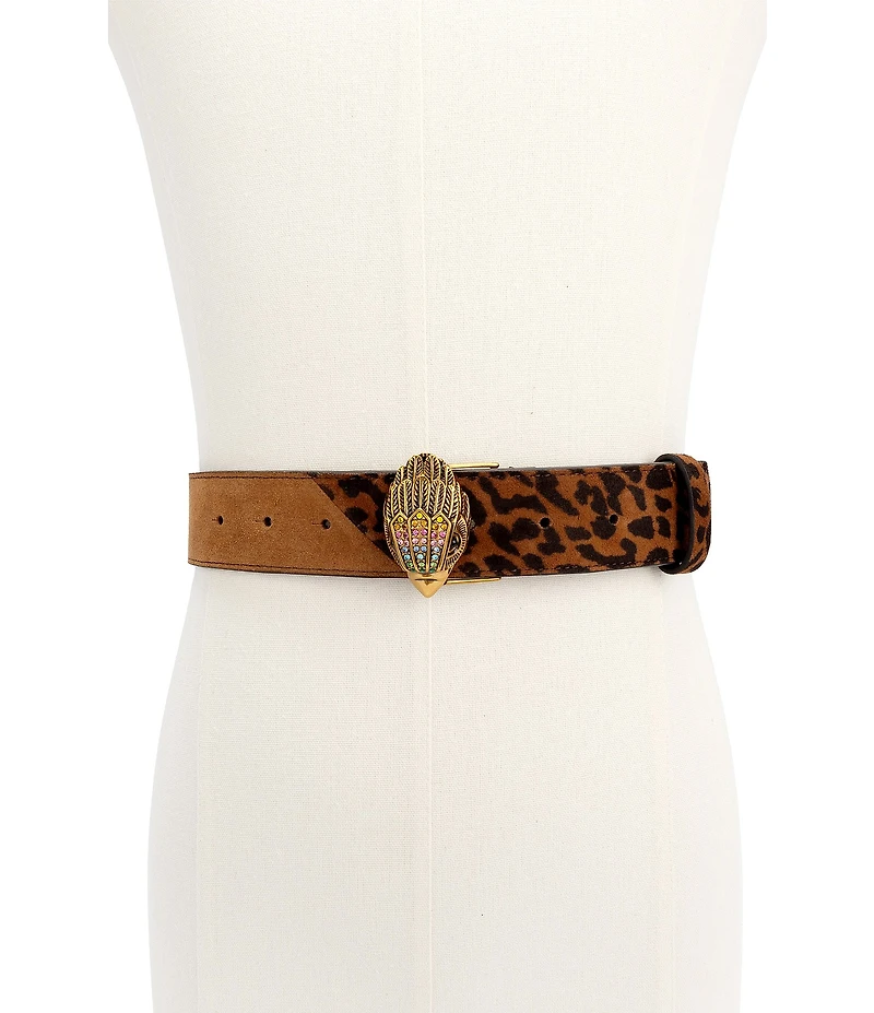 Kurt Geiger London 1.5#double; Leopard Patchwork Suede Belt
