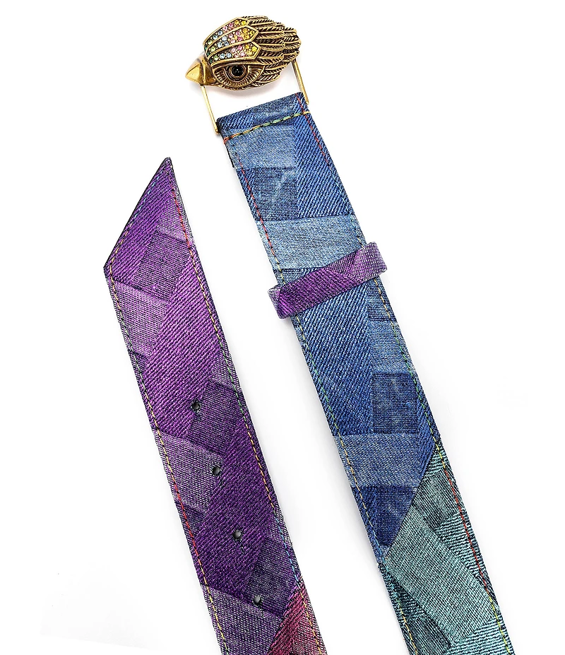 Kurt Geiger London 1.5#double; Metallic Patchwork Denim Belt