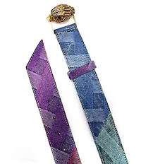 Kurt Geiger London 1.5#double; Metallic Patchwork Denim Belt