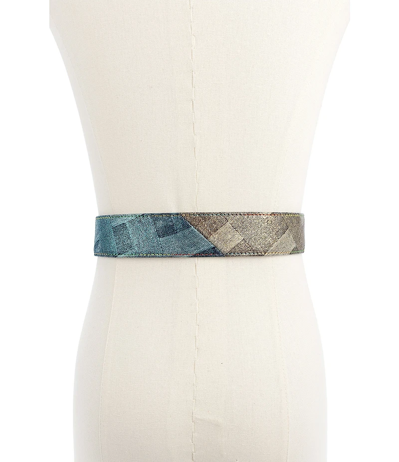 Kurt Geiger London 1.5#double; Metallic Patchwork Denim Belt