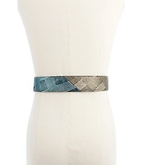 Kurt Geiger London 1.5#double; Metallic Patchwork Denim Belt